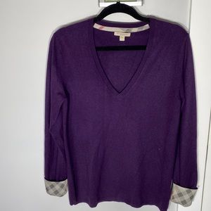 Burberry Brit purple cashmere v-neck jumper/sweater